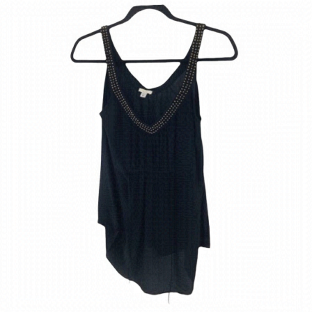 4/$45 ECOTE Black Gold Studded Sleeveless Silk Tank Top Medium